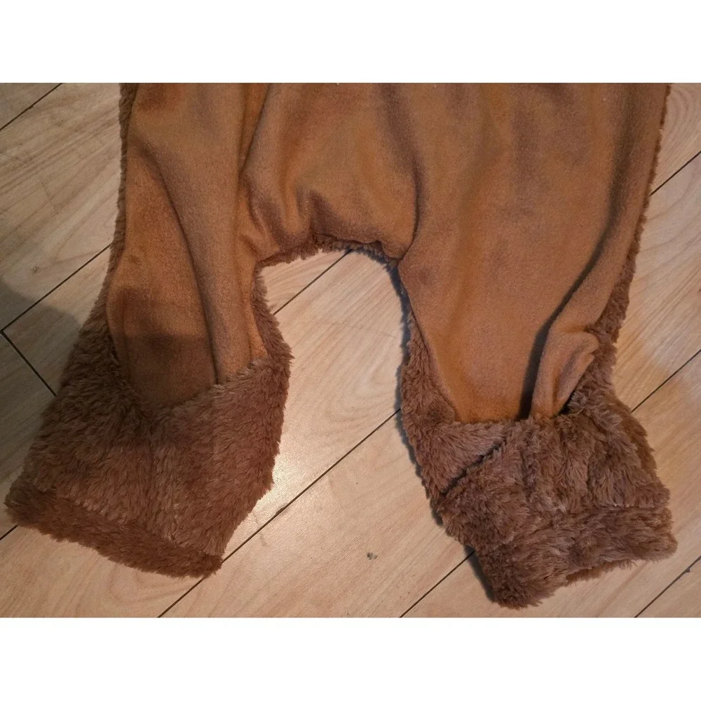 Dog Fleece Reindeer Costume Hooded Jumpsuit‎ Outfit with Antlers Large Breed